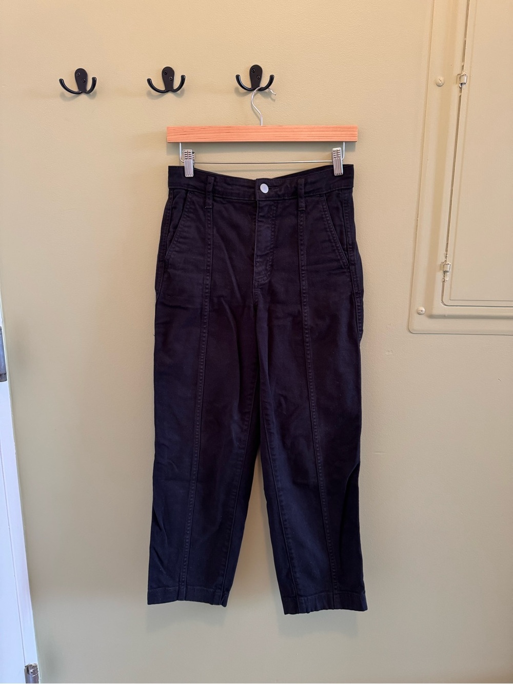 Everlane Black Straight-Leg Women's Pants with Front Seam